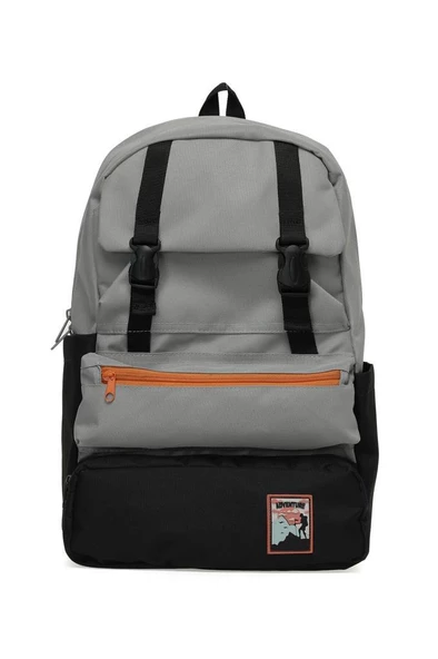 Trend Okul Sırt Çantası (Laptop Bölmeli) Gri- Siyah 1154