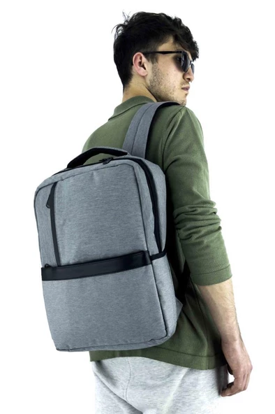 B.Y. Trend 3 Bölmeli Okul Sırt Çantası (Laptop Bölmeli) Gri 2122 - 4