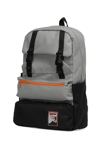 Trend Okul Sırt Çantası (Laptop Bölmeli) Gri- Siyah 1154 - 2