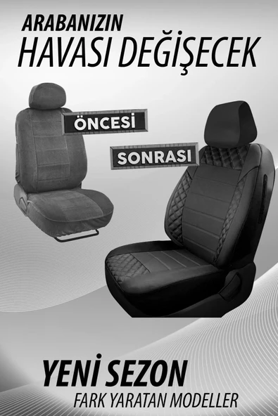 SportDesing Deri Kumaş Koltuk Kılıfı Takımı Siyah - Resim 3