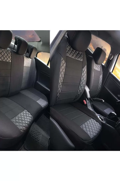 SportDesing Deri Kumaş Koltuk Kılıfı Takımı Siyah - Resim 6