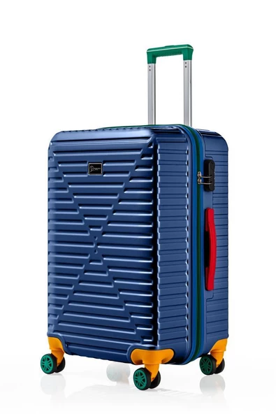 Orta Boy %100 Polikarbon Valiz 4x2 Teker Lacivert 1088