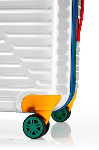 Louisiana Polo Büyük Boy %100 Polikarbon Valiz 4x2 Teker Beyaz 1088 - Resim 3