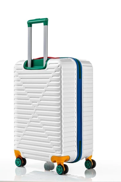 Louisiana Polo Orta Boy %100 Polikarbon Valiz 4x2 Teker Beyaz 1088 - Resim 2