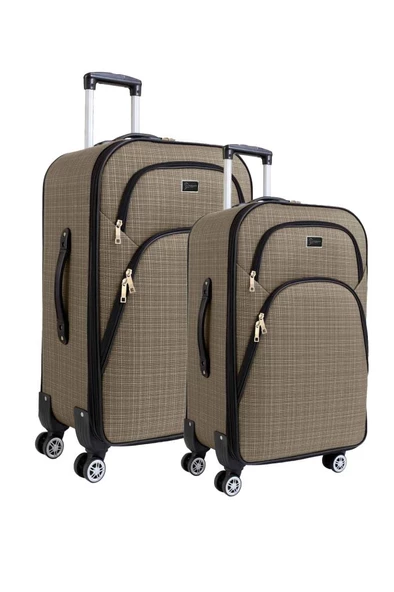 Louisiana Polo Büyük ve Orta Boy Valiz Seti 4 Teker Kumaş Valiz Bej 1081 ürün görseli 1