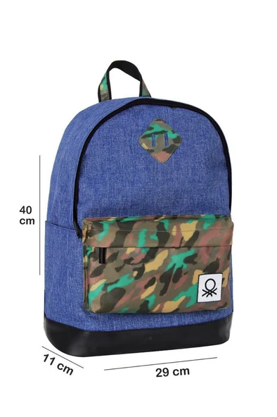 Benetton Okul Sırt Çantası Lacivert Kamuflaj - 5