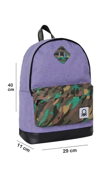 Benetton Okul Sırt Çantası Mor Kamuflaj - 4