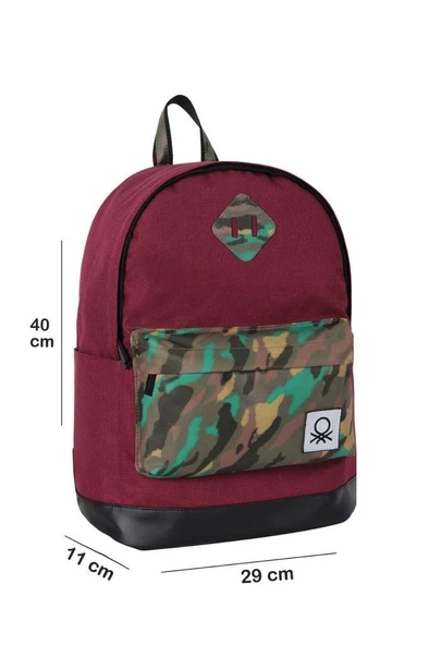 Benetton Okul Sırt Çantası Bordo Kamuflaj - 5