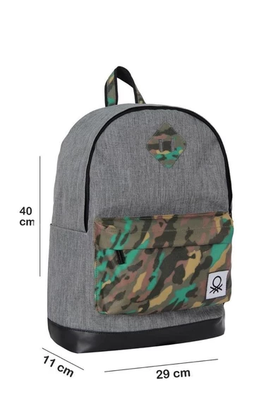 Benetton Okul Sırt Çantası Gri Kamuflaj - 4
