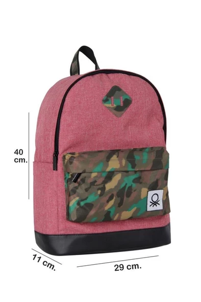 Benetton Okul Sırt Çantası Pembe Kamuflaj - 6