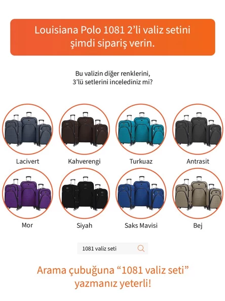 Louisiana Polo Orta ve Kabin Boy Valiz Seti 4 Teker Kumaş Valiz Bordo 1081 - 8