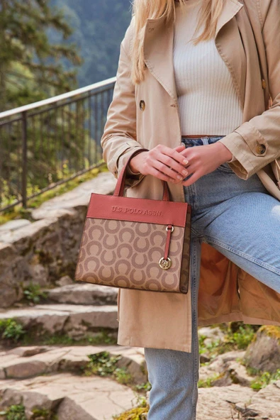 U.S. Polo Assn. Kadın Omuz Çanta Bej-Kıremıt Us22518 - Resim 2