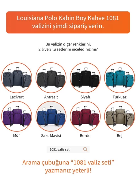 Louisiana Polo Kabin Boy 4 Teker Kumaş Valiz Kahve 1081 - 8