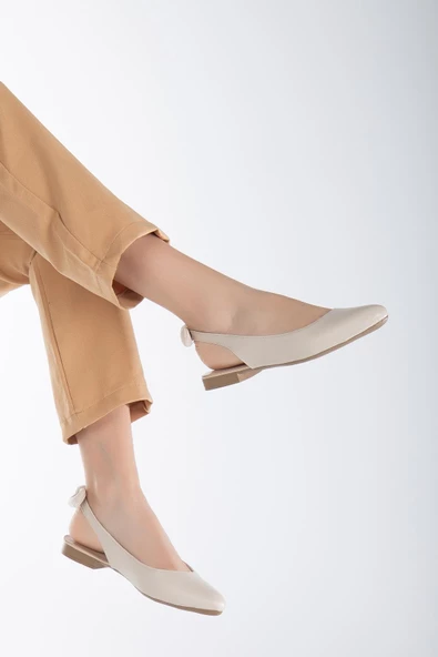 Topuk Açık Fiyonklu Cilt Ten Kadın Babet - Resim 2