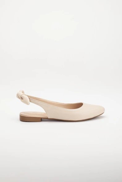 Topuk Açık Fiyonklu Cilt Ten Kadın Babet - Resim 3