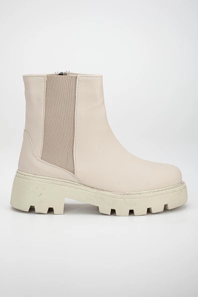 Bağsız Kenar Streç Bej Kadın Günlük Bot - Resim 3