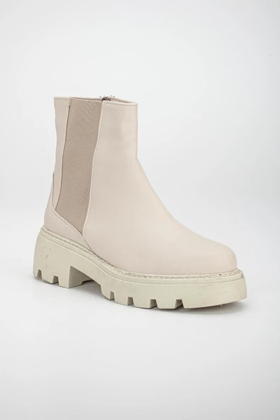 Bağsız Kenar Streç Bej Kadın Günlük Bot - Resim 4