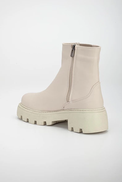 Bağsız Kenar Streç Bej Kadın Günlük Bot - Resim 5