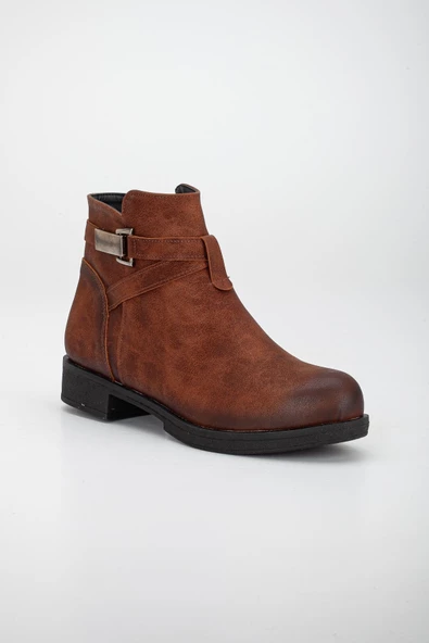 Toka Aksesuarlı Taba Kadın Günlük Bot - Resim 4