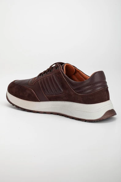 Hakiki Deri Yan Dikişli Kalın Taban Kahverengi Erkek Ayakkabı Günlük Casual - Resim 5