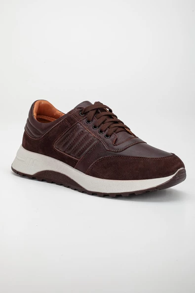 Hakiki Deri Yan Dikişli Kalın Taban Kahverengi Erkek Ayakkabı Günlük Casual - Resim 4