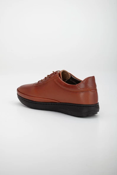 Hakiki Deri Atom Model Elastik Bağcıklı Taba Büyük Beden Kadın Günlük Ayakkabı Ortopedik - Resim 5