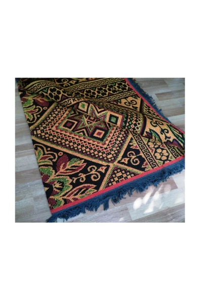 Yıldız Desen Makine Dokuması Turuncu Kilim, Evde, Piknikte, Balkonda, Bahçede