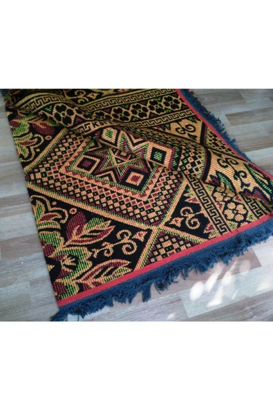 Yıldız Desen Makine Dokuması Turuncu Kilim, Evde, Piknikte, Balkonda, Bahçede - 6