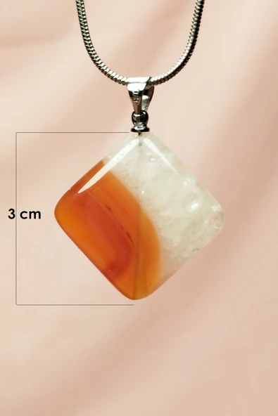 Akik Doğal Taşı Zincirli El Yapımı Kolye Uç: 3 cm Zincir: 20 cm kutulu - Resim 8