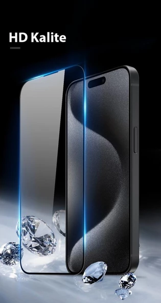 Polham 0.3MM Ful Kaplama 8K iPhone 15 Plus Kırılmaz Ekran Koruyucu, Parmak İzi Bırakmaz Koruyucu - 3