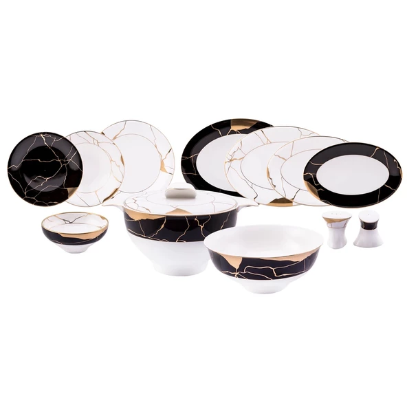 Jumbo Marble Bone 61 Parça 12 Kişilik Yemek Takımı - 2