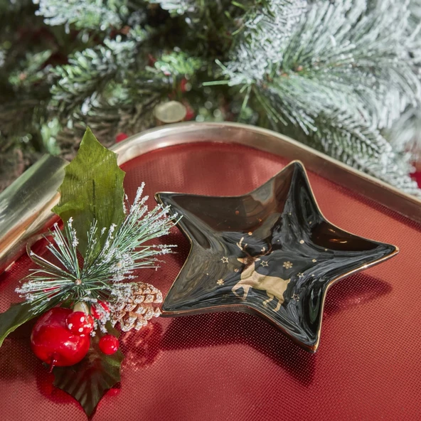 Karaca Home New Year Star Dekoratif Tabak 15 cm - 2