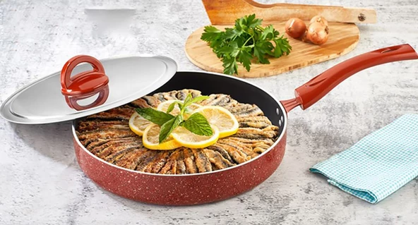 Kahramanlar Kiremit Teflon Balık Tava 28 cm