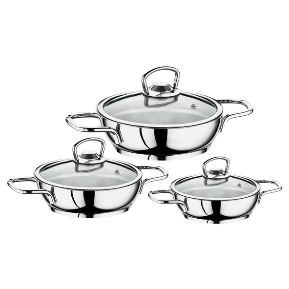 Safinox Eva 6 Parça Tel Kulplu Omlet Çelik Sahan Seti 16-18-20 cm