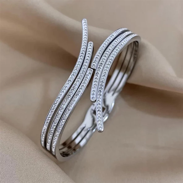 Gümüş Çelik Kelepçe Bileklik Sns103427 ürün görseli 1