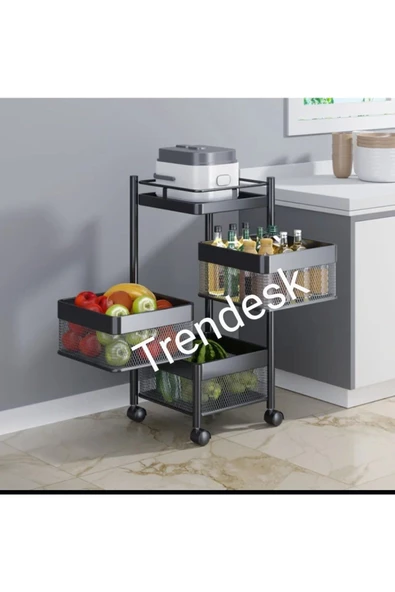 TRENDESK 3 Katlı Lux Siyah Metal Kare Patates Soğan Sebze ,meyve Sepeti ,sebzelik