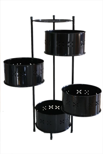 TRENDESK 4 Katlı Siyah Metal Patates Soğan Meyve Sebze Sepeti Sebzelik - 4