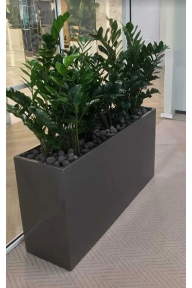 TRENDESK Galvaniz Sınır Saksılık, Çiçeklik ,çiçek Standı Texture Mat Siyah 25*60*50 - 6