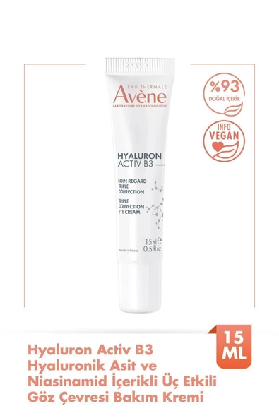 Avene Hyaluronik Asit ve Niasinamid İçerikli Üç Etkili Göz Çevresi Bakım Kremi 15 ml