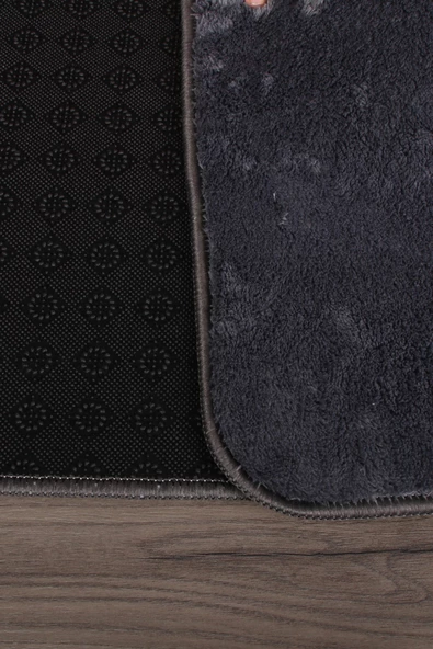 Relax Antrasit 80x150 + 50x80 cm Büyük Ebat 2li Banyo Halısı Paspası Seti Kaymaz Klozet Takımı - 4
