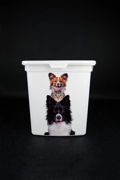 Digithome Kedi ve Köpek Maması Saklama Kabı Düzenleyici 6 Lt Beyaz Desen-3 – ÇAN 2354 C320.037 - 3