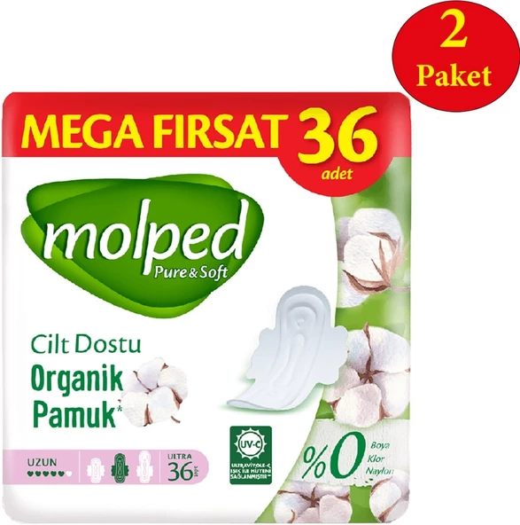 Molped Pure Soft Mega Fırsat Hijyenik Ped Uzun 2 x 36'lı