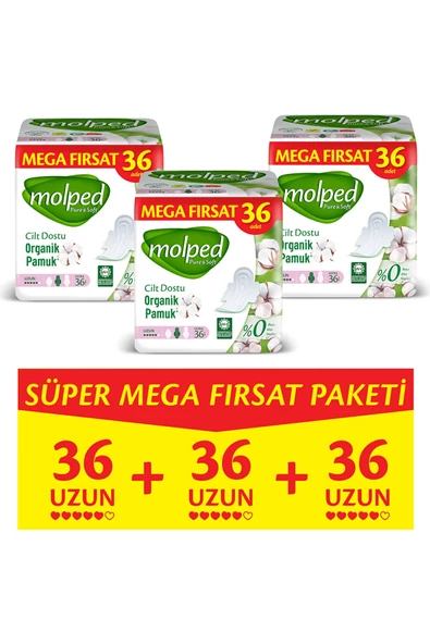 Molped Pure Soft Hijyenik Ped Uzun Mega Fırsat 108 Adet