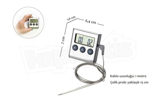 BNJ-24 Dijital Alarmlı Saplamalı Termometre Zamanlayıcı - 6