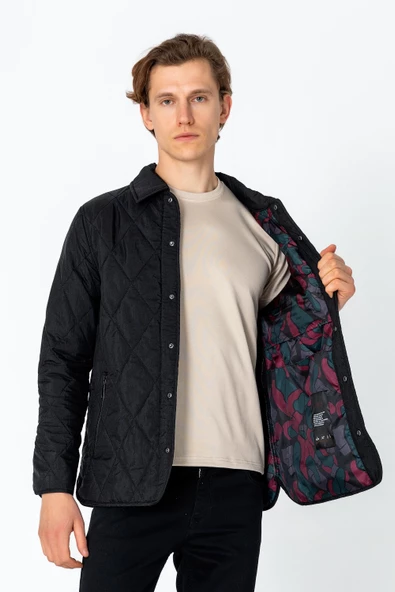 Erkek Regular Fit İçi Desenli Düğmeli Rahat Mont - 7