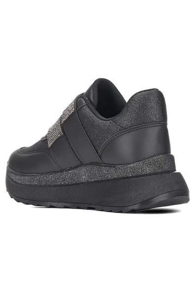 Günlük Kadın Sneaker Spor Ayakkabı Yüksek Topuklu Çift Cırtlı Taşlı Rahat Hafif 707 - 11