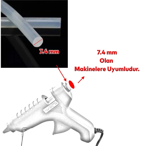 İnce Mum Silikon 7.4 mm Çubuk Sıcak Silikon Hobi Süs Hediyelik Eşya Maket Yapıştırma Slikon 5 ADET - 5