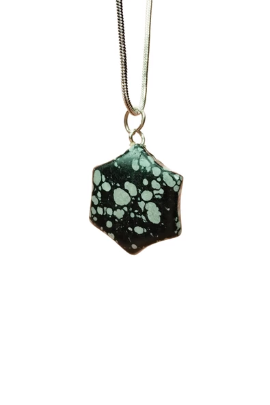 Obsidyen Doğal Taşı Zincirli El Yapımı Kolye Uç: 2 cm Zincir: 20 cm Kutulu ürün görseli 1