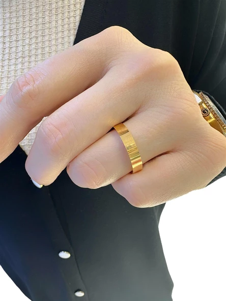 22 Ayar Kibrit Çöpü Düz 4 mm Altın Alyans Yüzük - 2