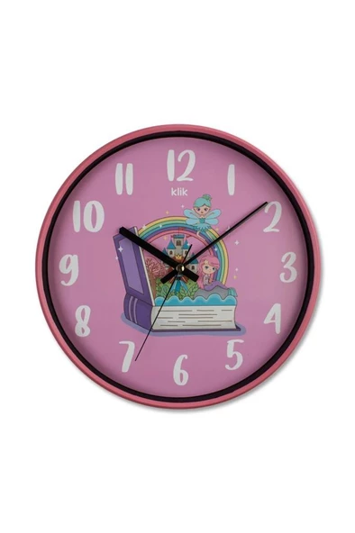Digithome Harikalar Diyarı Desen Cam Detaylı Sessiz Mekanizmalı Çocuk Duvar Saati 30 Cm - K-SLIM-MASAL C1-1-287
